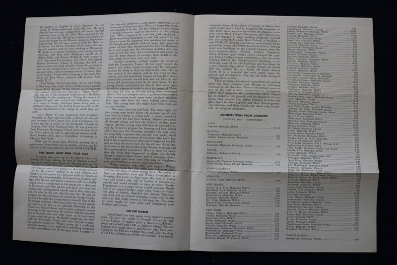 1950 FALL METHODIST NEWS - CORNELL UNIVERSITY - ITACA, NEW YORK - K 1614
