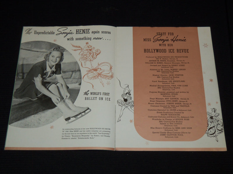 1939 THE INCOMPARABLE SONJA HENIE TOUR PROGRAM - NICE PHOTOS - J 7272