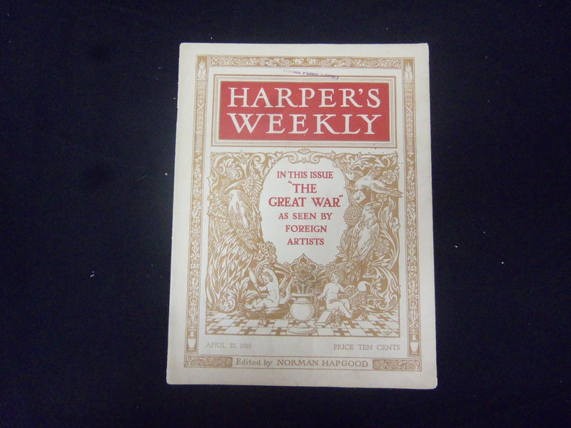 1916 APRIL 22 HARPER'S WEEKLY MAGAZINE - NICE PHOTOS & ILLUSTRATIONS - ST 2523