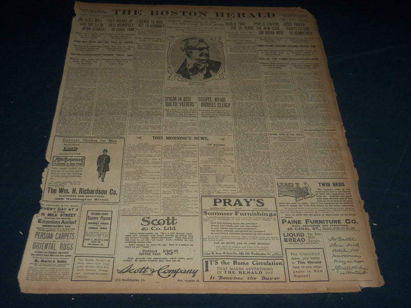 1905 APRIL 14 THE BOSTON HERALD - JOSEPH JEFFERSON IS ILL AT PALM BEACH - BH 164