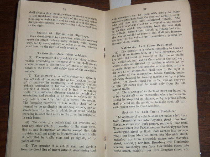 1930 CITY OF BOSTON TRAFFIC REGULATIONS - BOSTON TRAFFIC COMMISSION - K 1195