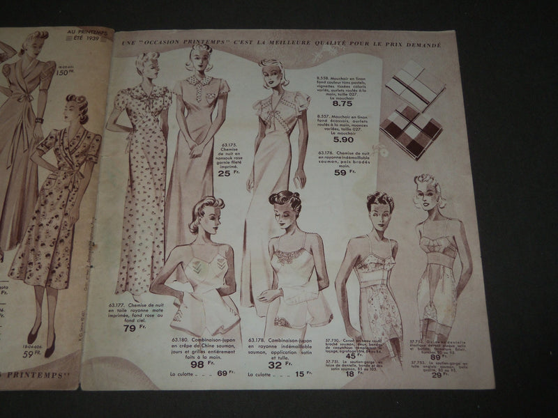 1939 SPRING-SUMMER AU PRINTEMPS - ETE FRENCH CATALOGUE - NICE ILLUS. - FR 1281