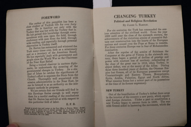 1925 CHANGING TURKEY - POLITICAL AND RELIGIOUS REVOLUTION -JAMES BARTON - K 1503