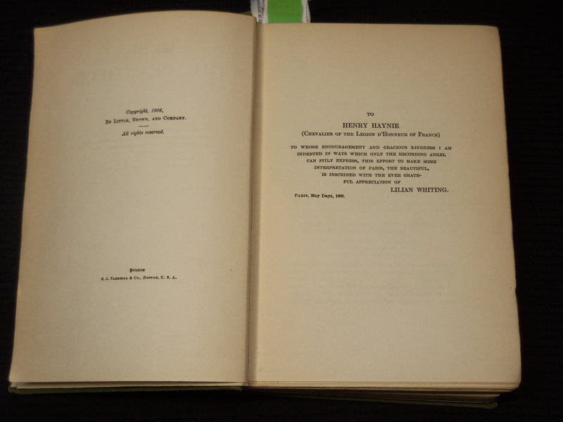 1908 PARIS THE BEAUTIFUL HARDCOVER BOOK BY LILIAN WHITING - KD 9389