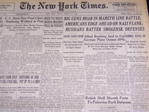1943 MARCH 26 NEW YORK TIMES - AMERICANS EDGE AHEAD ON NAZI FLANK - NT 1879