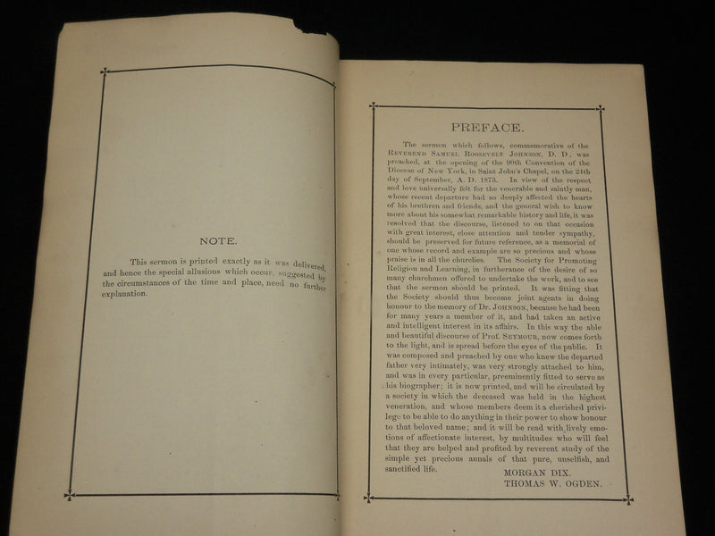 1873 SAM'L ROOSEVELT JOHNSON, D. D. MEMORIAL SERMON BY GEORGE SEYMOUR - J 6070