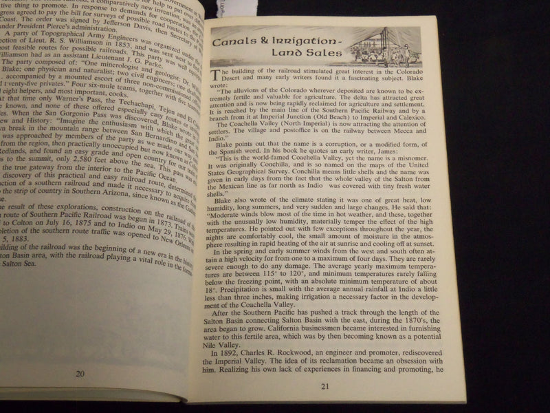 1970 THE SALTON SEA YESTERDAY & TODAY BOOK BY MILDRED STANLEY - J 8744
