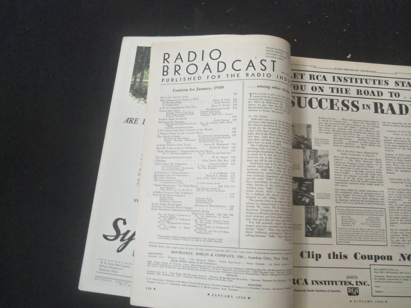 1930 JANUARY RADIO BROADCAST MAGAZINE - NICE COVER, ARTICLES & PHOTOS - B 434X