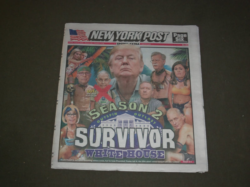 2018 JULY 6 NEW YORK POST NEWSPAPER - TRUMP - SURVIVOR SEASON 2 - WHITE HOUSE