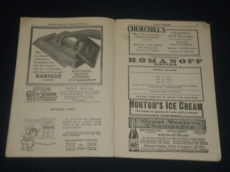 1918 GAIETY THEATRE PROGRAMS LOT OF 2 - EARL CHRISTY COVER - SICK-A-BED - J 5685