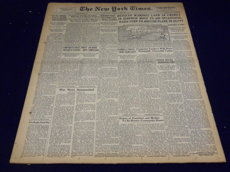 1942 JUNE 25 NEW YORK TIMES - NAZIS TURN TO BRITISH FLANK IN EGYPT - NT 1544