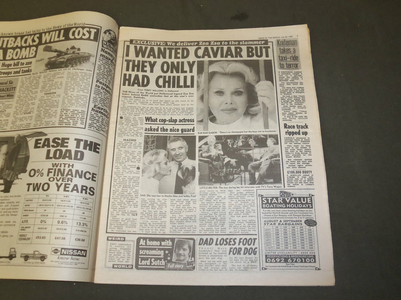 1990 JULY 20 NEWS OF THE WORLD NEWSPAPER- MURDER QUIZ FOR EASTEND SANDY- NP 3371