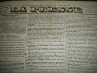 1837 JANUARY-JUNE LA PRESSE FRENCH NEWSPAPER BOUND VOLUME - SCIENCE - KD 1279I
