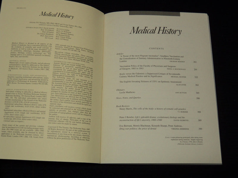 1997 MEDICAL HISTORY QUARTERLY MAGAZINES LOT OF 4 - COMPLETE YEAR - O 3078H