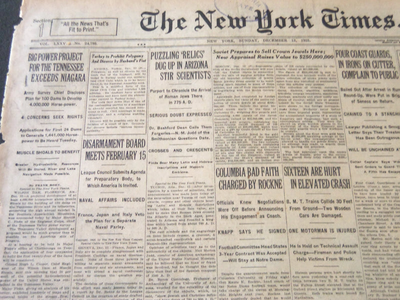 1925 DECEMBER 13 NEW YORK TIMES - BIG POWER PROJECT FOR THE TENNESSEE - NT 5436