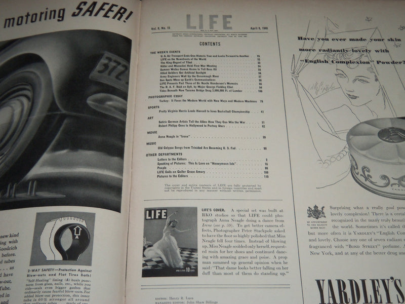 1940 APRIL 8 LIFE MAGAZINE - ANNA NEAGLE COVER - L 177