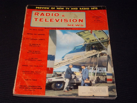 1956 SEPTEMBER RADIO & TELEVISION NEWS MAGAZINE VERY NICE FRONT COVER - E 96
