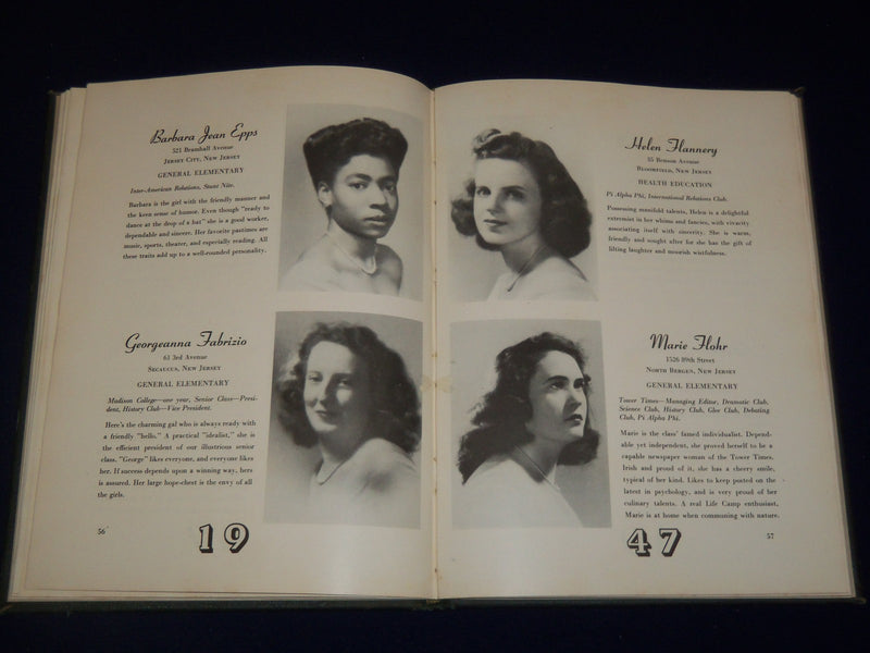 1947 TOWER JERSEY CITY NEW JERSEY STATE COLLEGE YEARBOOK - GREAT PHOTOS - YB 721