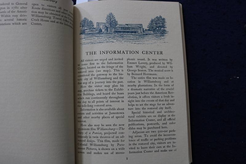 1957 COLONIAL WILLIAMSBURG OFFICIAL GUIDEBOOK & MAP - SOFTCOVER BOOK - K 1396