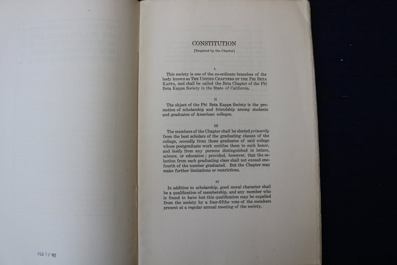 1909 STANFORD UNIVERSITY PHI BETA KAPPA SOFTCOVER BOOK - K 1362