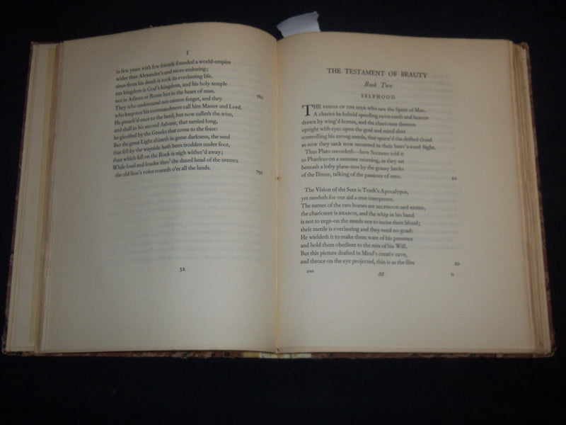 1930 THE TESTAMENT OF BEAUTY A POEM IN FOUR BOOKS BY ROBERT BRIDGES - KD 5294B