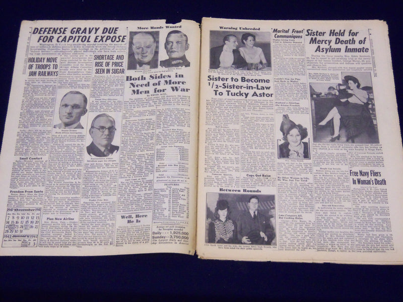 1941 DEC 14 NEW YORK DAILY NEWS - DEFENSE GRAVY DUE FOR CAPITOL EXPOSE - NP 1926