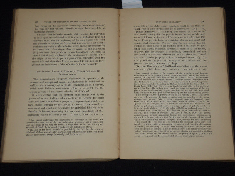 1930 THREE CONTRIBUTIONS TO THE THEORY OF SEX BOOK BY SIGMUND FREUD - KD 4505F