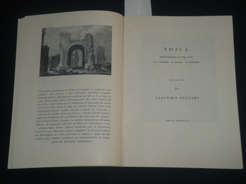 1956 SEPTEMBER 6 TERME DI CARACALLA PROGRAM - TOSCA - GIOCOMO PUCCINI - J 4288