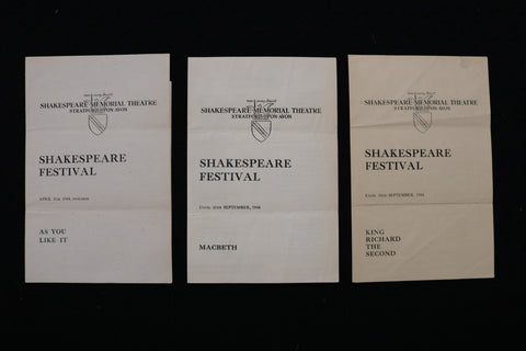 1944 SHAKESPEARE FESTIVAL PROGRAMS - LOT OF 3 & 2 TICKET STUBS - K 2822