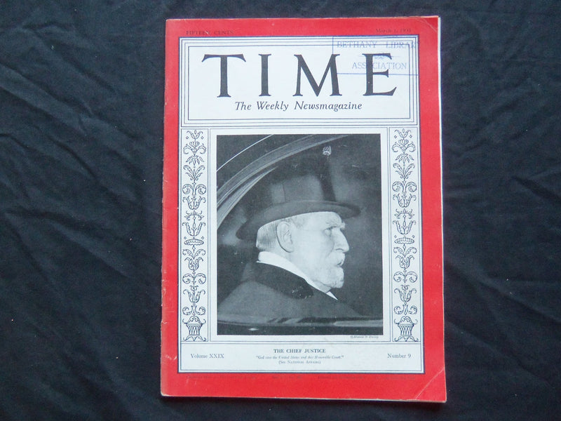 1937 MARCH 1 TIME MAGAZINE - CHARLES E. HUGHES - T 554