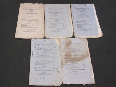 1807-1808 THE RELIGIOUS REPOSITORY MAGAZINE LOT OF 5 - NEW HAMPSHIRE - WR 434