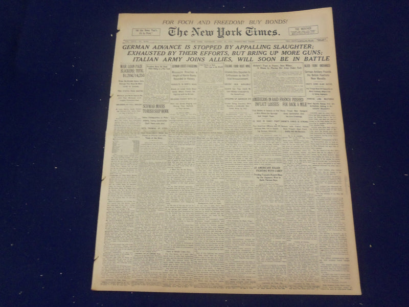 1918 APRIL 20 NEW YORK TIMES - GERMAN ADVANCE STOPPED BY SLAUGHTER - NT 8222