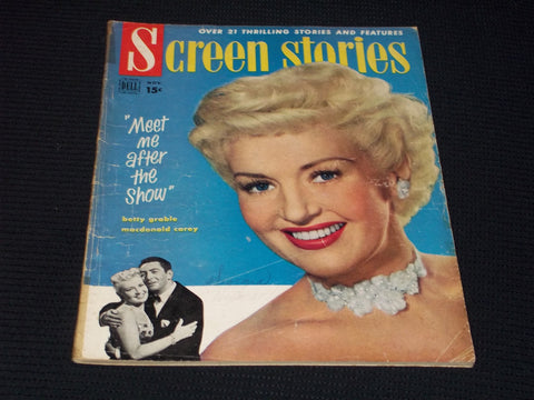 1951 NOVEMBER SCREEN STORIES MAGAZINE - BETTY GRABLE FRONT COVER - E 14460