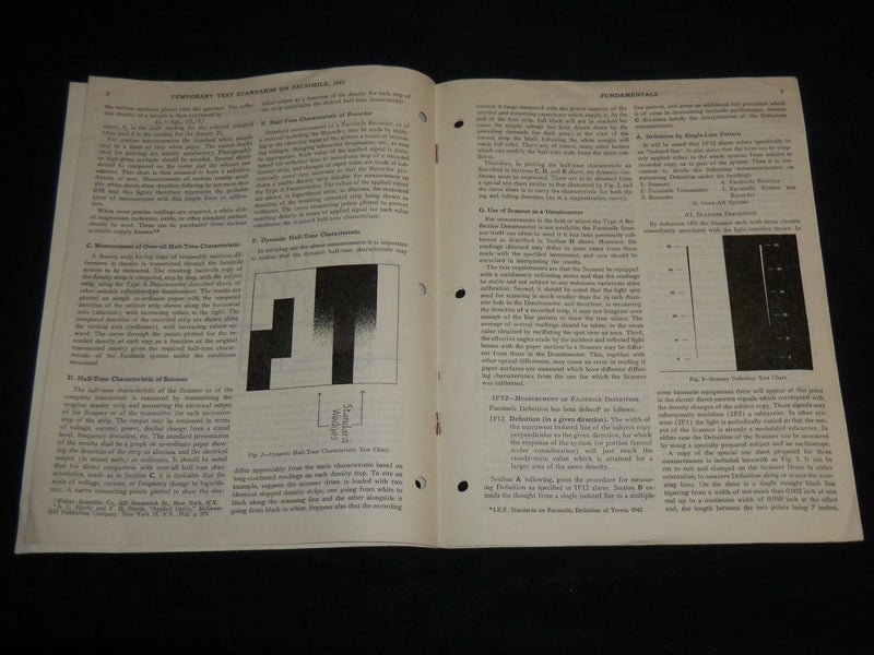 1943 TEMPORARY TEST STANDARDS ON FACSIMILE RADIO MAGAZINE- J 6671