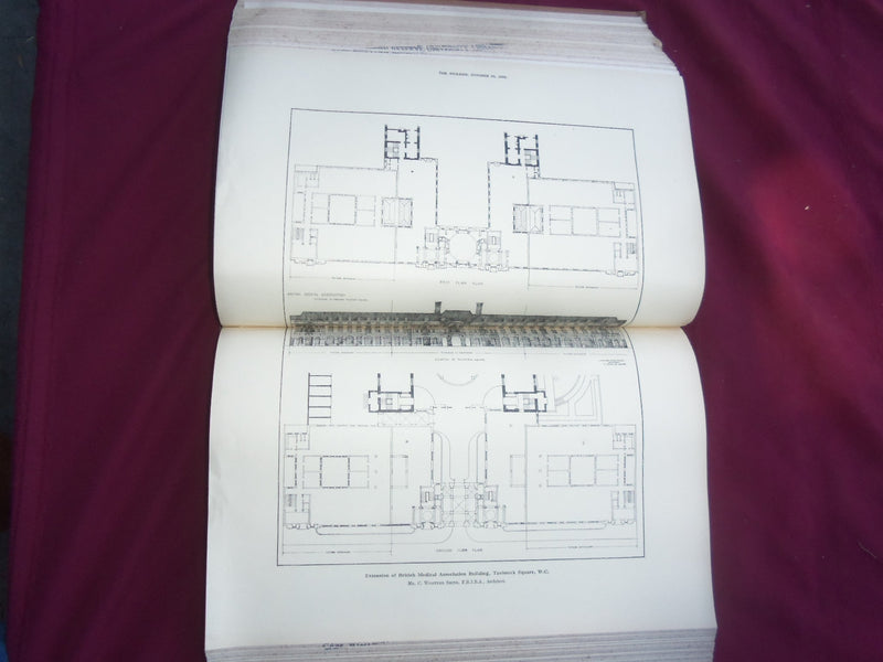 1929 JAN-DEC THE BUILDER U. K. MAGAZINE BOUND VOLUMES - 2 VOLS - FOLD OUTS- C 63