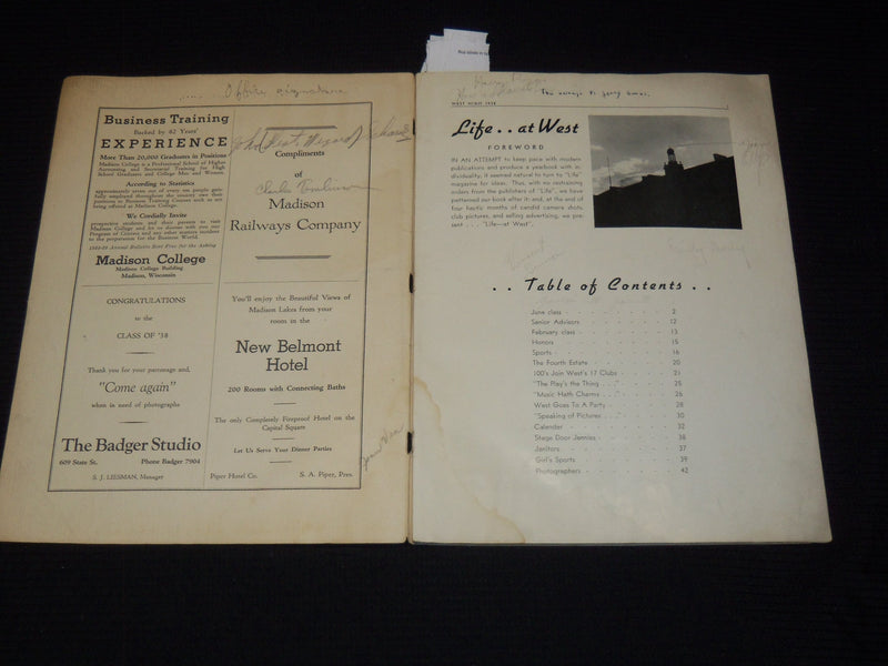 1938 WEST HIGH SCHOOL GRADUATION PROGRAM - WISCONSIN - LIFE AT WEST - K 1058