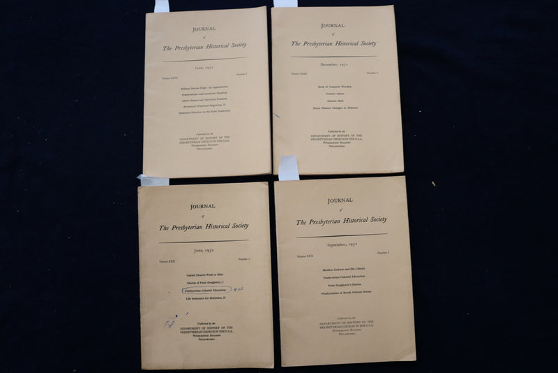 1951-1952 PRESBYTERIAN HISTORICAL SOCIETY BULLETIN - LOT OF 4 - O 3401