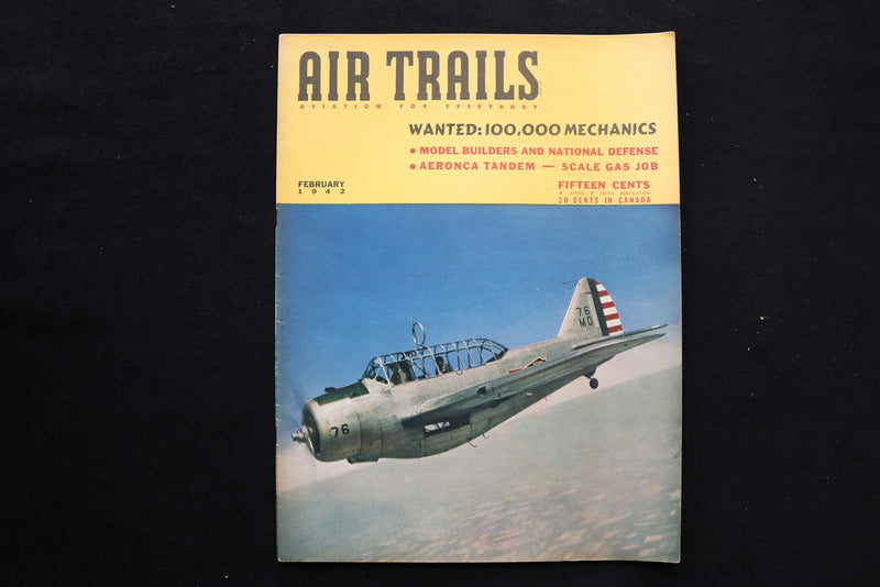 1942 FEBRUARY AIR TRAILS MAGAZINE - NORTH AMERICAN O-47A COVER - E 9791