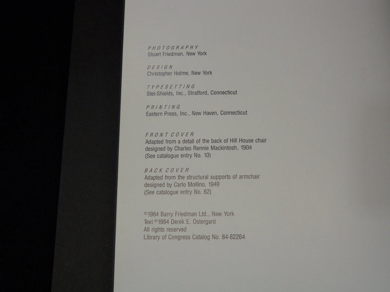 1984 MACKINTOSH TO MOLLINO - CHAIR DESIGN BOOK BY DEREK OSTERGARD - K 2156