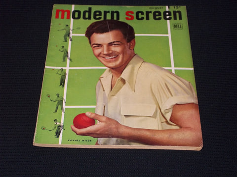 1947 AUGUST MODERN SCREEN MAGAZINE - CORNEL WILDE FRONT COVER - E 15669