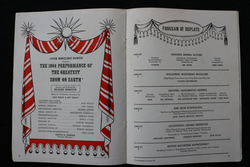 1964 RINGLING BROS AND BARNUM & BAILEY CIRCUS PROGRAM & TICKET STUBS - K 2311
