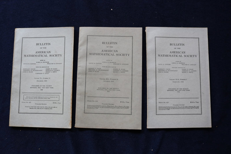1931-1936 AMERICAN MATHEMATICAL SOCIETY BULLETIN MAGAZINE - LOT OF 18 - O 3584