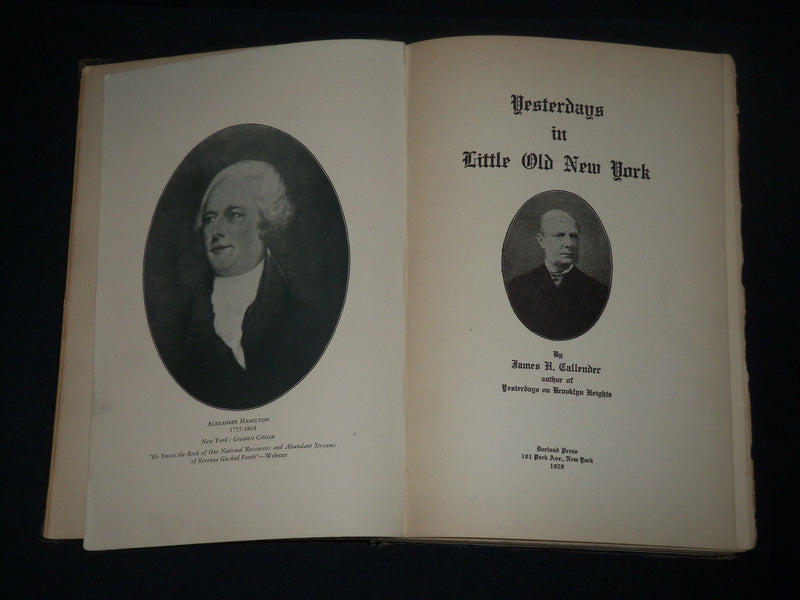 1929 YESTERDAY'S IN LITTLE OLD NEW YORK BOOK BY JAMES H. CALLENDER - KD 5283