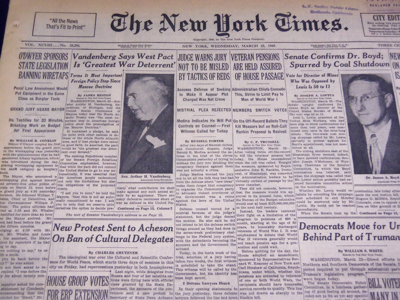 1949 MARCH 23 NEW YORK TIMES - JUDGE WARNS JURY NOT TO BE MISLED - NT 2674
