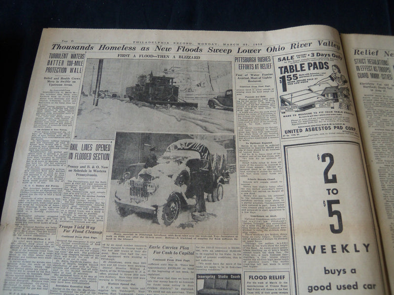 1936 MARCH 23 PHILADELPHIA RECORD NEWSPAPER - FLOOD STATES ASK FOR AID - NT 7250