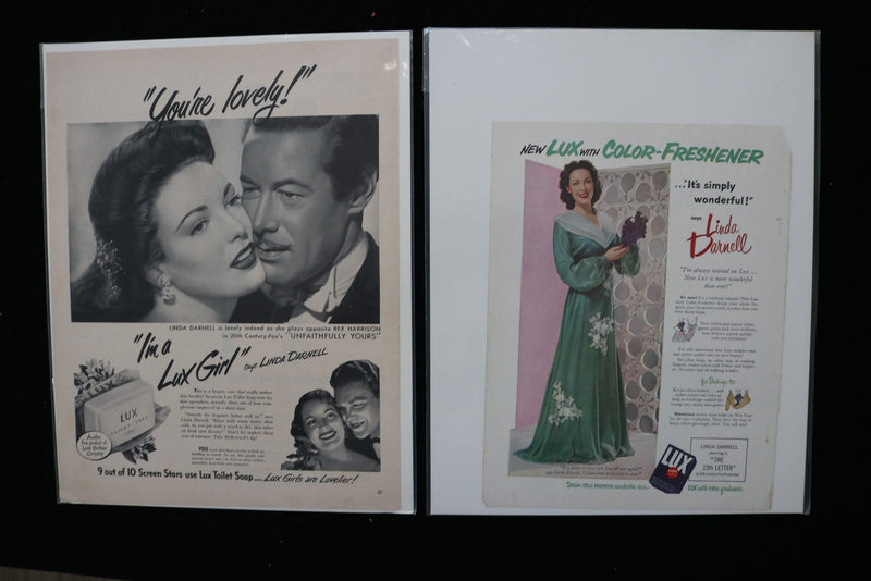 1940'S-1950'S LINDA DARNELL MAGAZINE ADVERTISEMENTS - LOT OF 33 - O 3795
