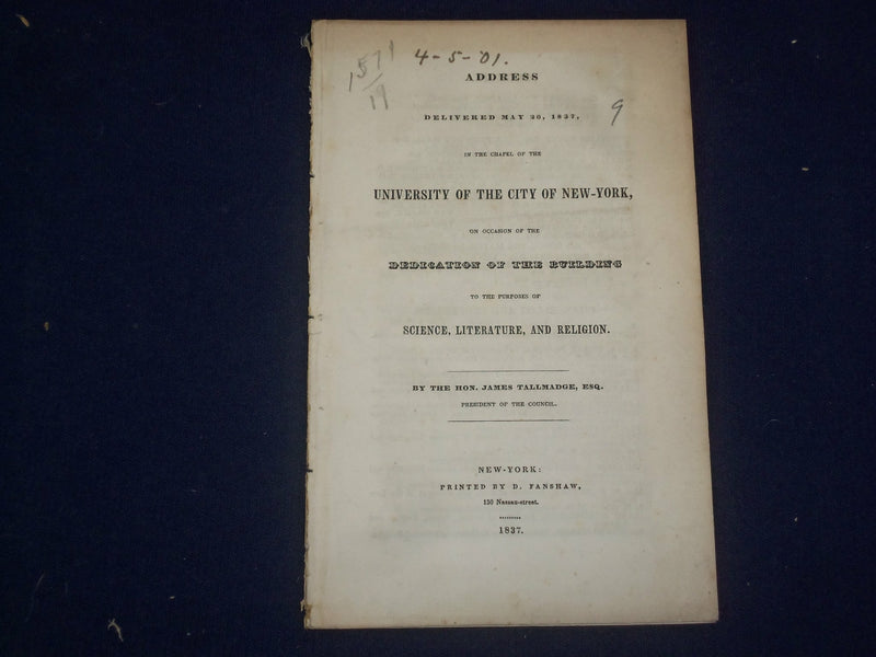 1837 CITY UNIVERSITY OF NY BUILDING DEDICATION - J 4698