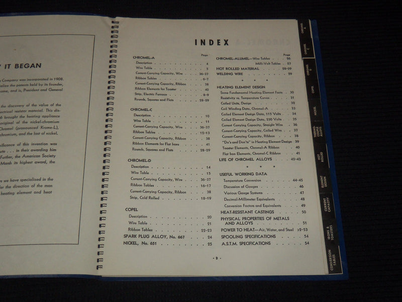 1950'S HOSKINS MANUFACTURING CO. CHROMEL RESISTOR ALLOYS CATALOG M - KD 3912J