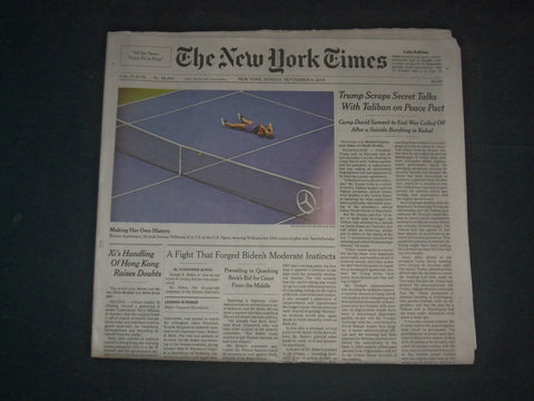 2019 SEPTEMBER 8 NEW YORK TIMES - TRUMP SCRAPS SECRET TALKS WITH TALIBAN