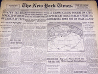 1943 MAY 19 NEW YORK TIMES - LIBERATORS BOMB FOE ON WAKE ISLAND - NT 1872